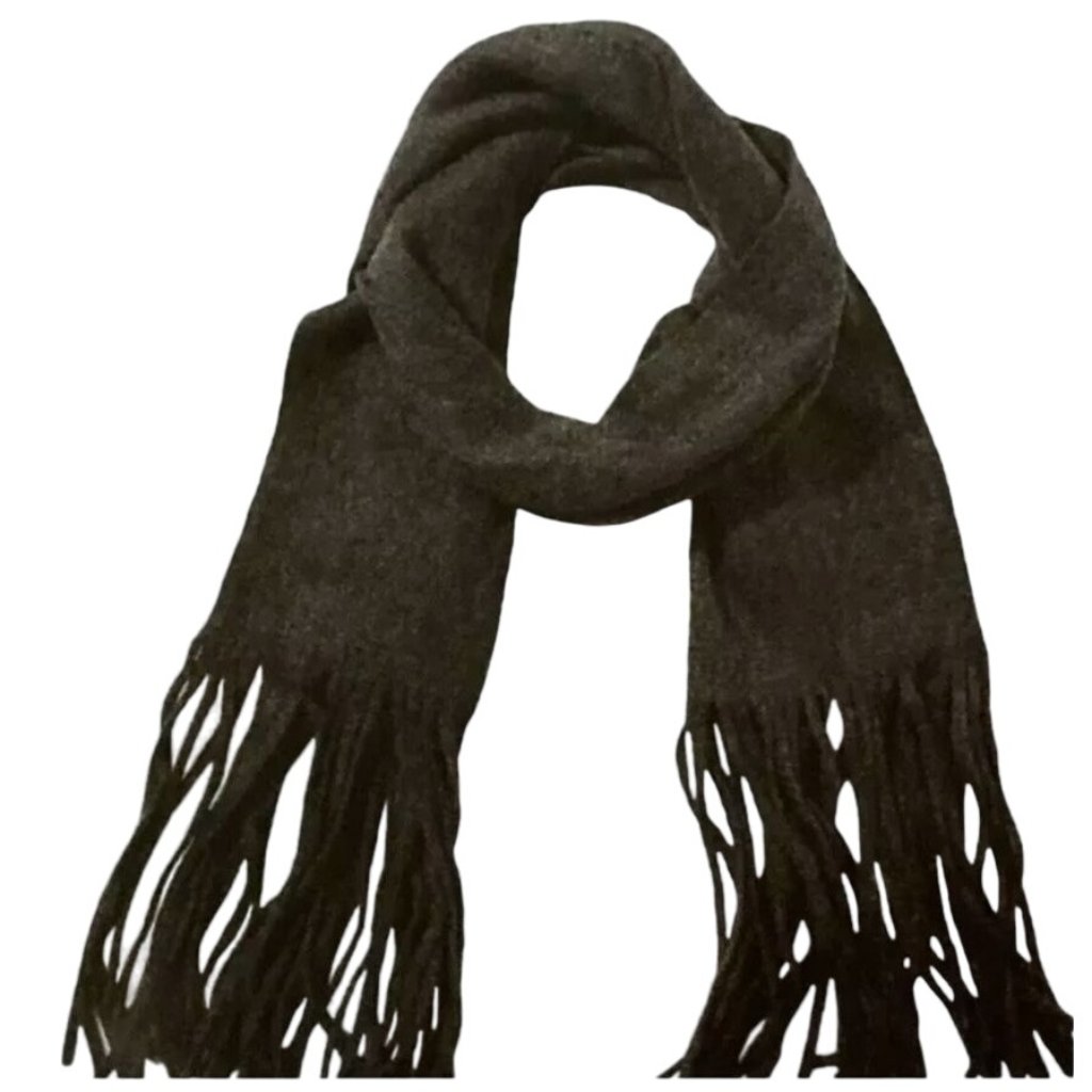 Lucky Brand Brushed Scarf With Fringe Dark Gray Grey 86 X 14